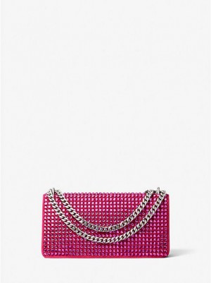 Dámské Mini Tašky Michael Kors Christie Crystal Embellished Semišové Envelope Červené | 081269-QKD