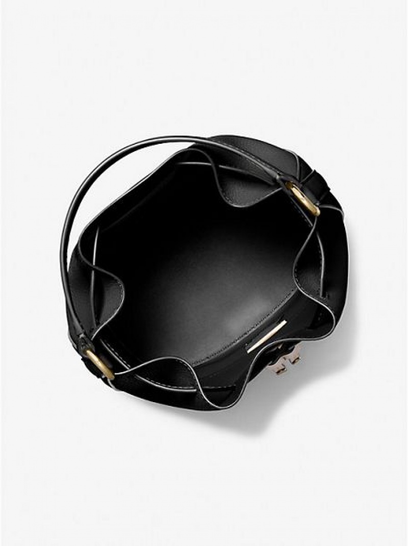 Dámské Bucket Bag Michael Kors Reed Medium Pebbled Læder Černé | 856179-HPD